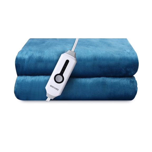 GONUES Electric Throw Blanket 50"x 60" Soft Flanne with 4 Heating Levels & 3 Hours Auto Shut off, Machine Washable - Blue