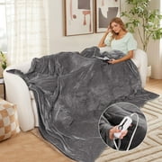 GONUES Heated Blanket Full Size 72"x 84" Soft Warm Flannel Fast Heating Blanket, 4 Fast Heating Levels & 1-10H Auto Off, Heat Protection Warm Blanket, Home Office, Grey