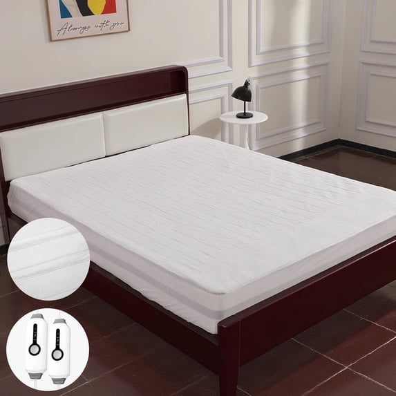 GONUES Heated Mattress Pad 60"x80" Queen Size -Dual Control, 10-Hour Auto-off & 4 Heat Settings, Fast Heating, Machine Washable, Soft Coral Fleece, White