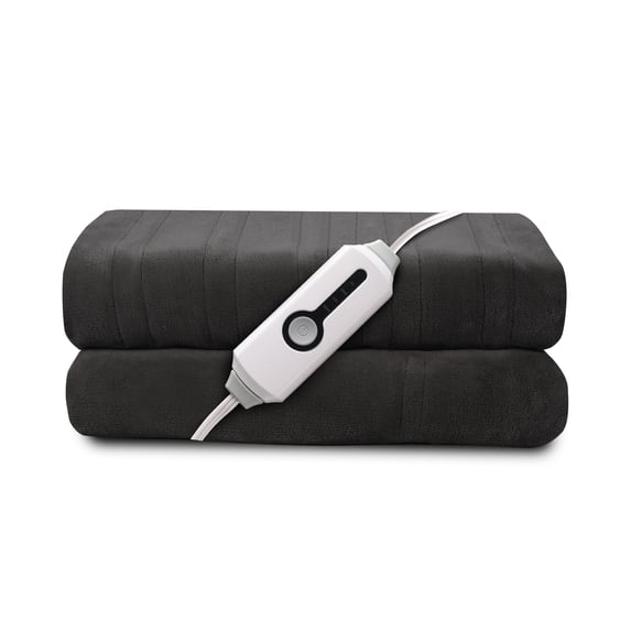 GONUES Heated Throw Blanket 50"x 60" Soft Warm Flannel Electric Blanket with 4 Heating Levels & 3 Hours Auto Shut off, Machine Washable for Sofa & Office - Dark Grey