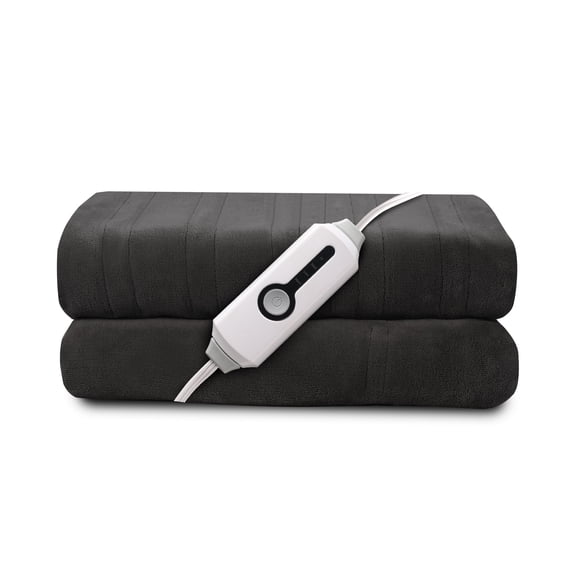 GONUES Heated Throw Blanket 50"x 60" Soft Warm Flannel Electric Blanket with 4 Heating Levels & 3 Hours Auto Shut off, Machine Washable for Sofa & Office - Dark Grey