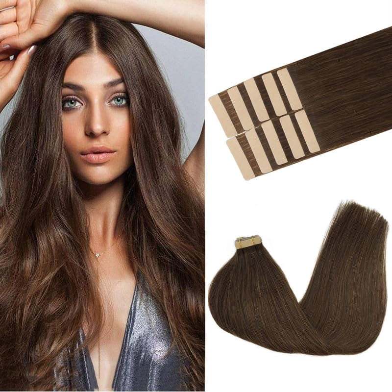 GOO GOO Tape in Hair Extensions Chocolate Brown Remy Human Hair