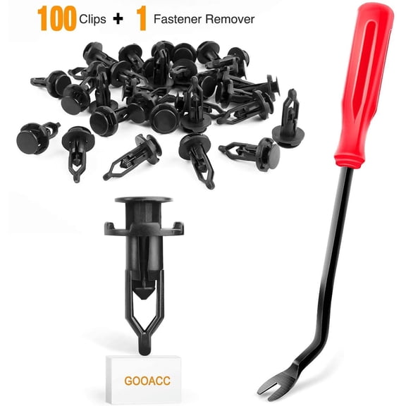 GOOACC 100PCS Nylon Push-Type Automotive Clips Rivet Retainer Fender Bumper Fasteners Clips for Toyota #52161-02020 9mm,1PC Bonus Fastener Remover