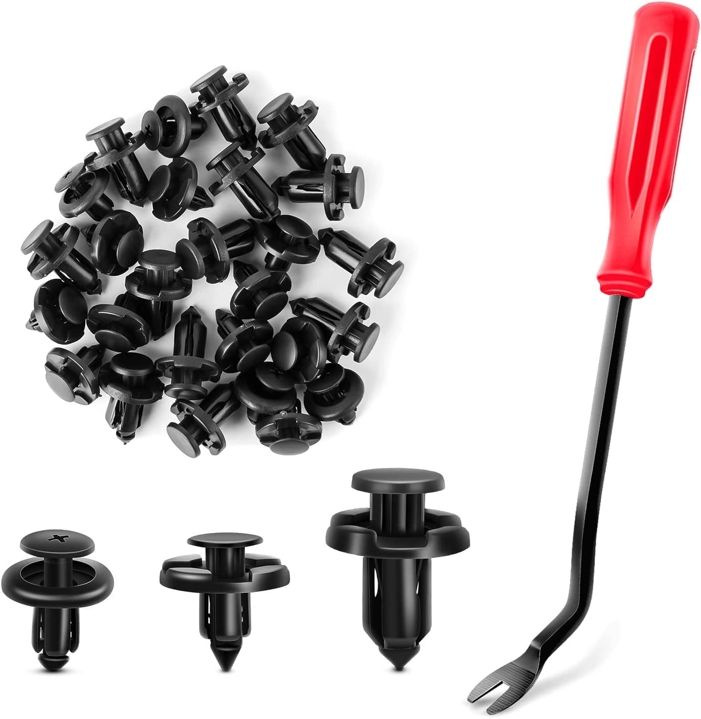 GOOACC 100Pcs 7mm 8mm 10mm Compatible with Subaru Push Type Retainer Fasteners Rivets Clips OEM Upgrade for Bonus Fastener Remover