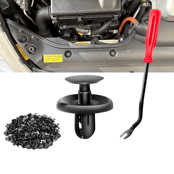 GOOACC GRC-32 100-Piece Splash Shield Retainer Clips, Nylon Push Rivets for Lexus & Toyota Body, Replaces OEM 90467-07201, Includes Bonus Fastener Removal Tool