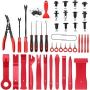 GOOACC 102Pcs, Auto Terminal Removal Tool, Auto Clip Pliers Stereo Removal Tools, Car Upholstery Repair Removal Kit,Precision Hook and Pick Set, Round Handle Crowbar