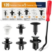 GOOACC 120Pcs Car Bumper Push Retainer Clips & Nylon Fasteners Rivet Kit 6mm 7.6mm 8mm 8.8mm 10mm Door Trim Panel Clips , 1PC Fastener Remover, Black