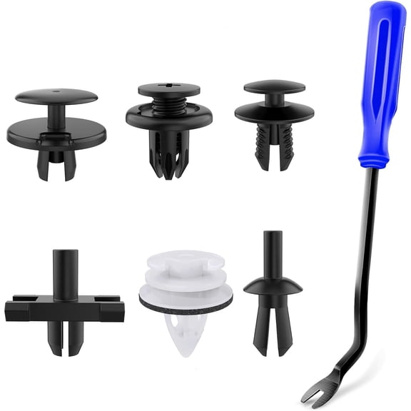 GOOACC 120Pcs Car Bumper Retainer Clips & Nylon Fasteners Rivet Kit 5mm 6mm 7mm 9mm 10mm for Bumper Fender Hood Trunk Septum Windshield Lower Air Duct Front Seat Upholstery, with 1PC Fastener Remover