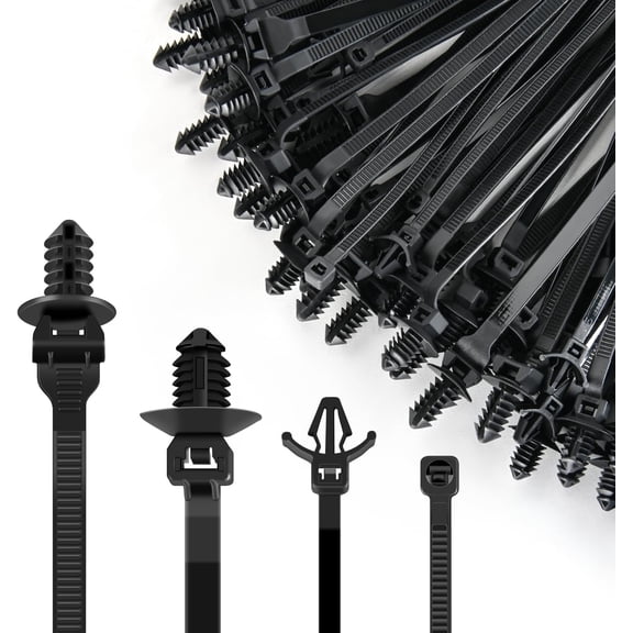 GOOACC 120Pcs Push Mount Cable Zip Ties Heavy Duty Nylon Push Mount 4 Popular Sizes Self Locking Cable Strap Assortment for Indoor Outdoor Wire Tying Construction Auto Ect