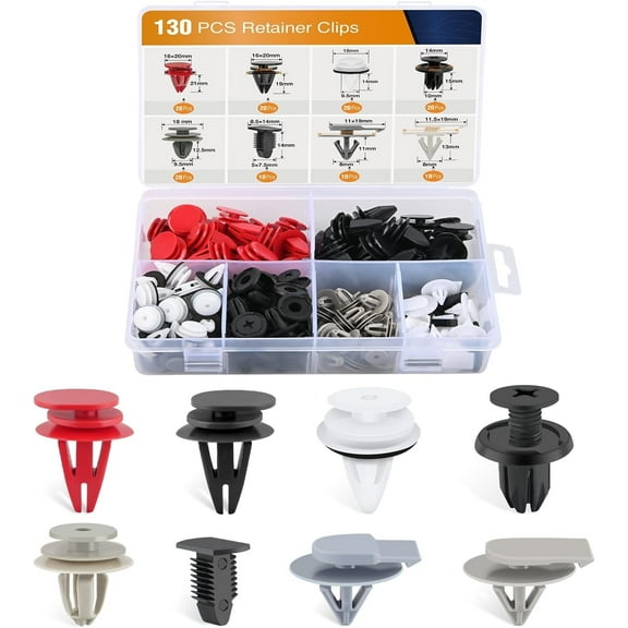 GOOACC 130Pcs Body Interior and Exterior Retainer Fastener Clip Rocker Moulding Clip W/Sealer for Mini Cooper 51-71-7-127-742 07-13-1-480-419 BMW Lawson Clip Lizard
