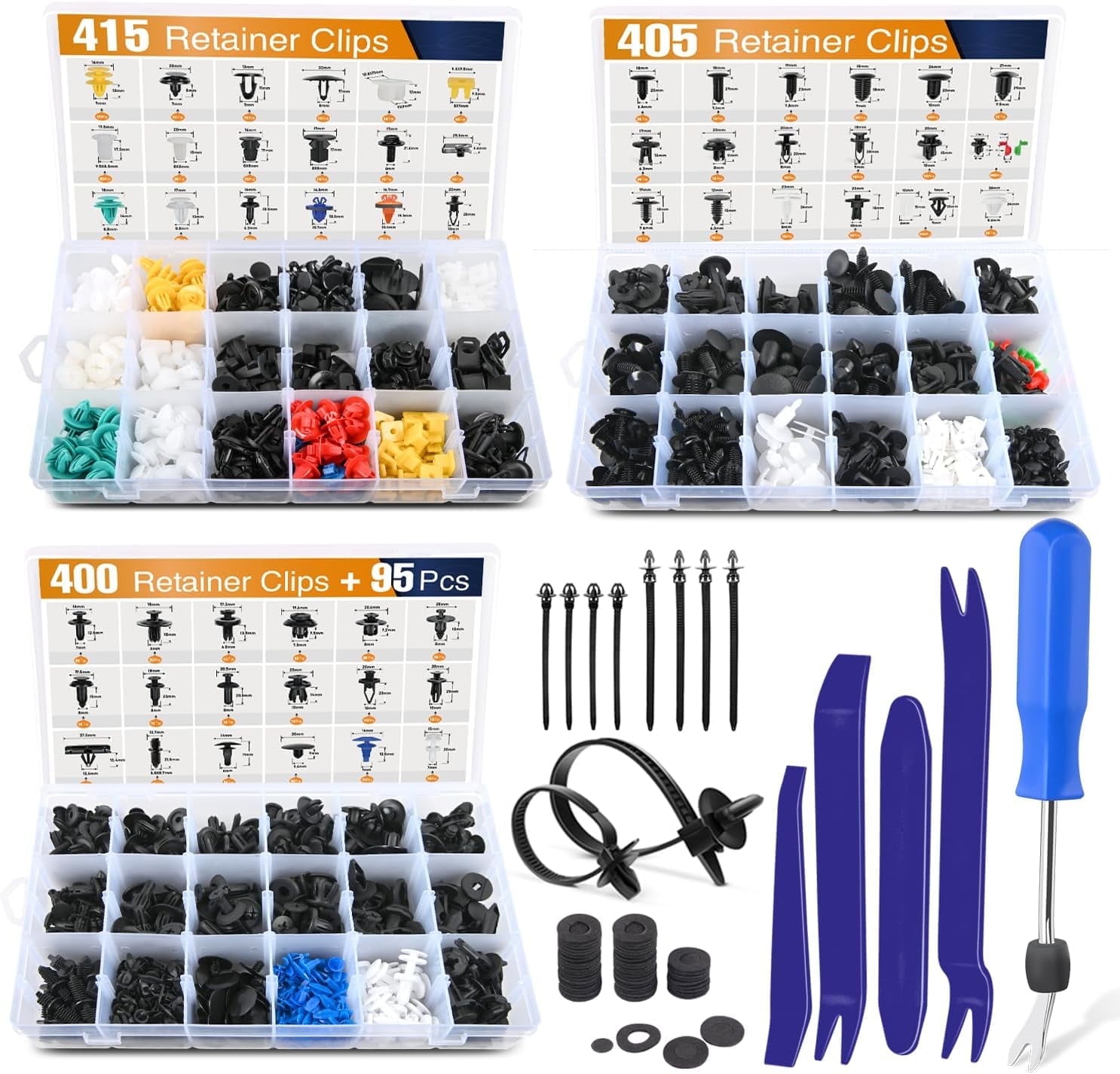 GOOACC 1315Pcs Retainer Clips Interior Accessories 56 Most Popular Sizes Bumper Trim Body Clips with Fasteners Remover 10Pcs Reusable Cable Ties for Toyota Nissan Ford BMW Chevy Honda Subaru