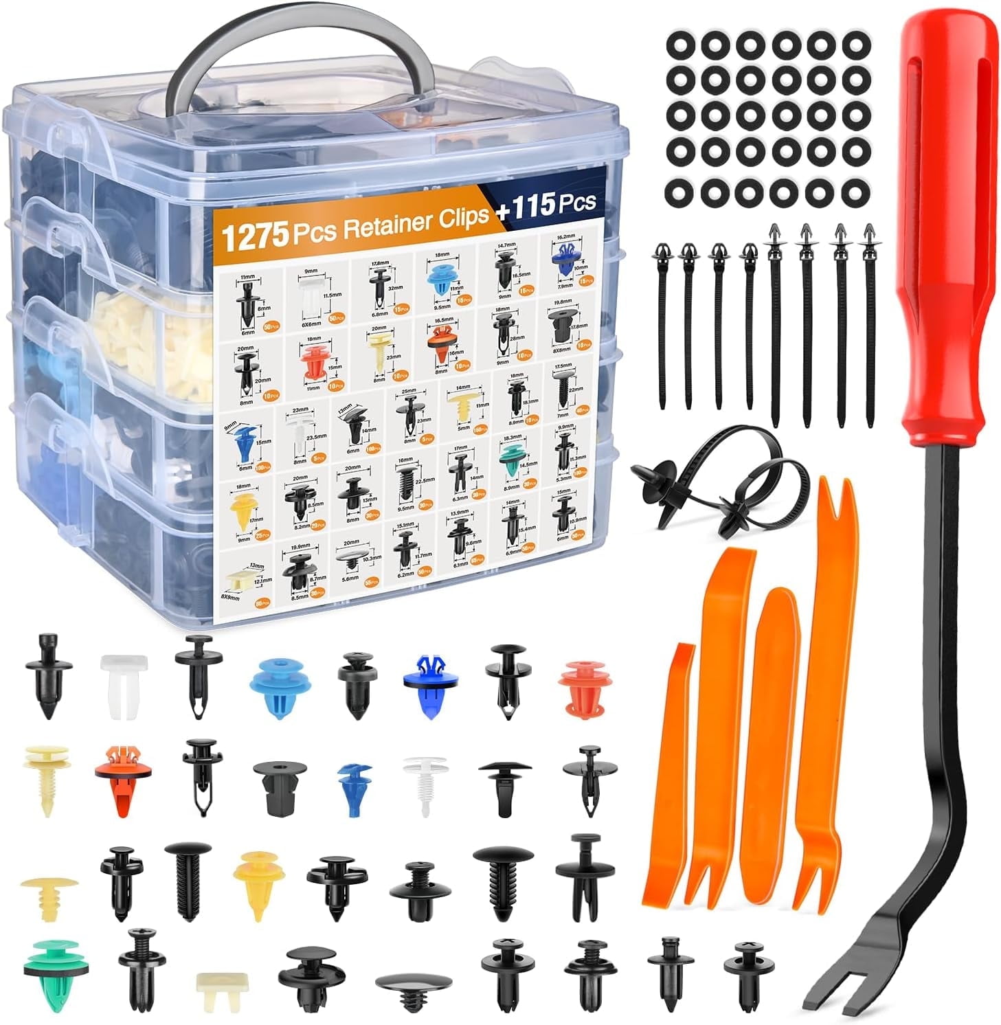 GOOACC 1390Pcs Car Door Panel Clips Auto Fasteners Assortment 26 Most Popular Sizes Automotive Push Pin Rivets Set Bumper Trim Body Clips for GM Ford Honda Chrysler Mazda