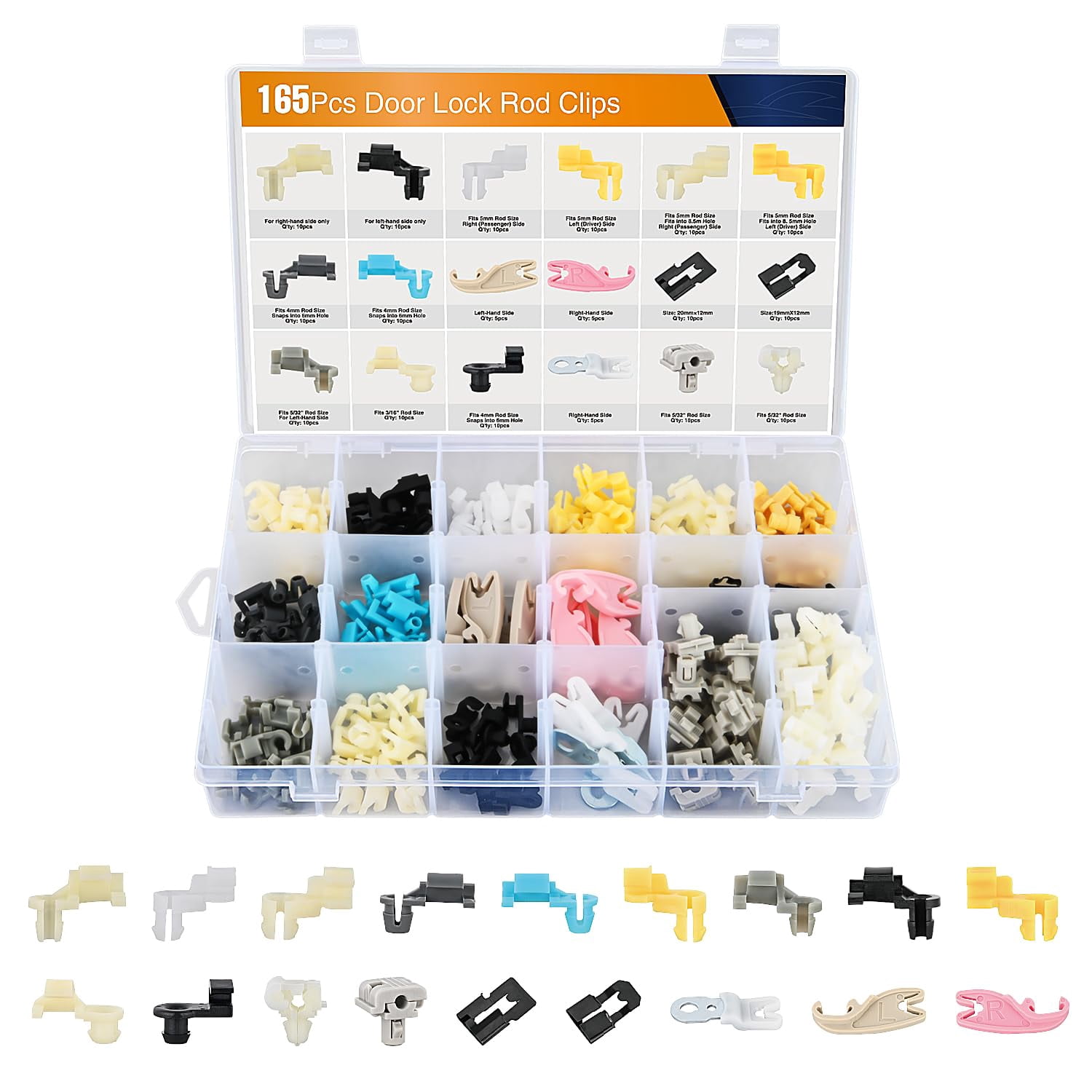 GOOACC 165pcs Door Lock Rod Clips Tailgate Handle Rod Lock Pawl Handle ...