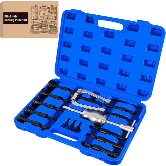 GOOACC 16PCS Blind Hole Bearing Puller Kit, Slide Hammer Internal Bearing Removal Tool Set with Pilot Inserts for Bearings, Races and Seals, Heavy Duty, Blue Case