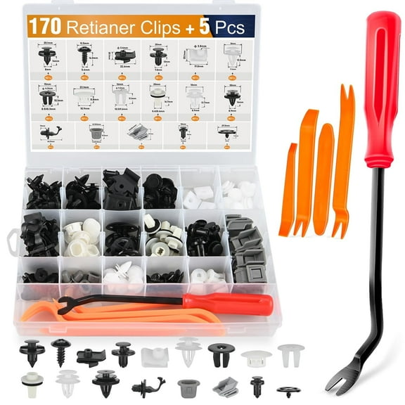 GOOACC 175Pcs Cowl Bumper Fender Liner Push-Type Retainer 17 Sizes Fender Clip U-Nut Phillips Tapping Screw Outside Mirror Door Trim Retainer Fasteners Remover for Mazda Nissan Subaru Infiniti