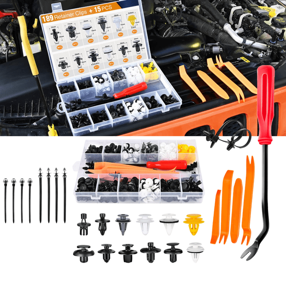 GOOACC 189-Piece Car Fastener Kit with Push Retainer Clips, Bumper Rivets, and Removal Tools for Lexus, Toyota & GM Vehicles