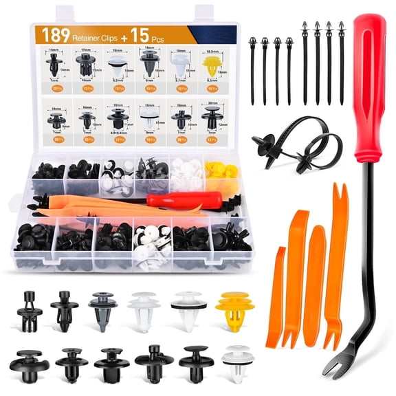 GOOACC 189Pcs Bumper Retainer Clips Car Plastic Rivets Fasteners Push Retainer Kit Most Popular Sizes Auto Push Pin Rivets Set Door Trim Panel Fender Clips for Toyota Lexus
