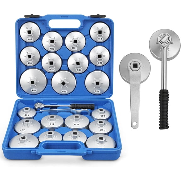 GOOACC 23PCS Oil Filter Wrench Set with Aluminum Alloy Cup Type Socket Set, 65-101mm Oil Filter Cap Removal Tool Kit for Toyota BMW Mercedes Ford