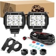 thumbnail image 1 of GOOACC 2Pcs 18W Led Pods Spot Light Bar Fog Light Mounting Bracket Horizontal Bar Tube Clamp with 16AWG Off-Road Wiring Harness-2 Leads for Truck Golf Cart SUV ATV UTV Boat, White, 1 of 7