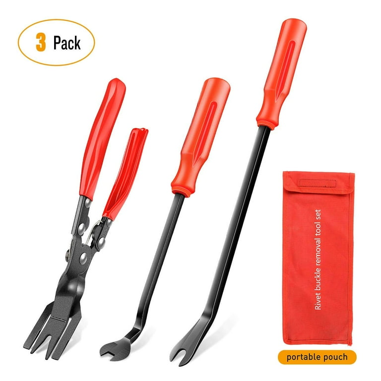 GOOACC 3 Pcs Clip Pliers Set & Fastener Remover-Auto Upholstery Combo  Repair Kit with Storage Bag for Car Door Panel Dashboard 