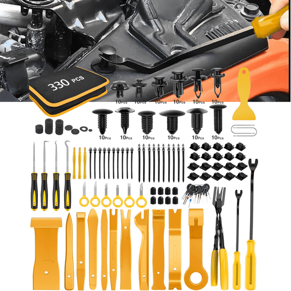 GOOACC 330PCS Trim Removal Tool Kit, Auto Panel Clip Pliers Set with Push Retainer Clips, Fastener Remover Tools, Terminal Removal Kit for Car Interior Dash Radio Panel
