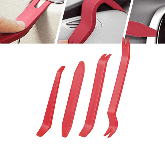 GOOACC 4-Piece Red Auto Trim & Panel Removal Tool Set for Car Audio Dash & Window Molding (No-Scratch)