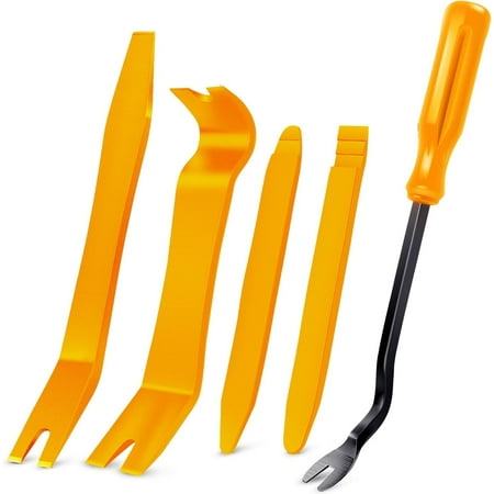 GOOACC 5Pcs Nylon Auto Trim Removal Tool Kit No-Scratch Removal Tool Kit for Car Clip Panel & Audio Dashboard Dismantle Yellow