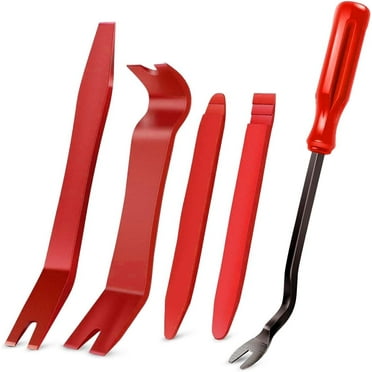 GOOACC 5Pcs Nylon Auto Trim Removal Tool Kit No-Scratch Removal Tool Kit for Car Panel Audio Dashboard Dismantle Red