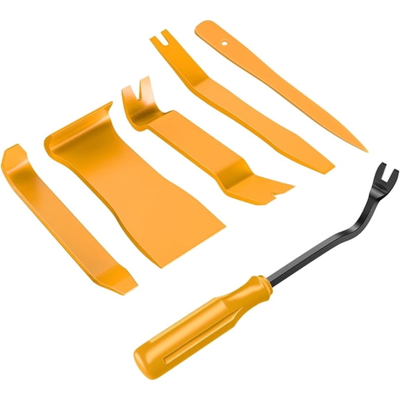 GOOACC 6Pcs Auto Trim Removal Tool Kit No-Scratch Tool Kit for Car Audio Dash Window Molding Fastener Remover Tool Kit-Yellow