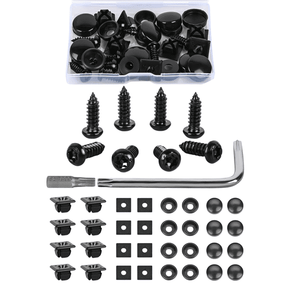 GOOACC 8-Piece Anti-Theft License Plate Fastener Kit with Stainless Steel Screws and Nylon Nuts for Securing Plates on Cars, Trucks, SUVs