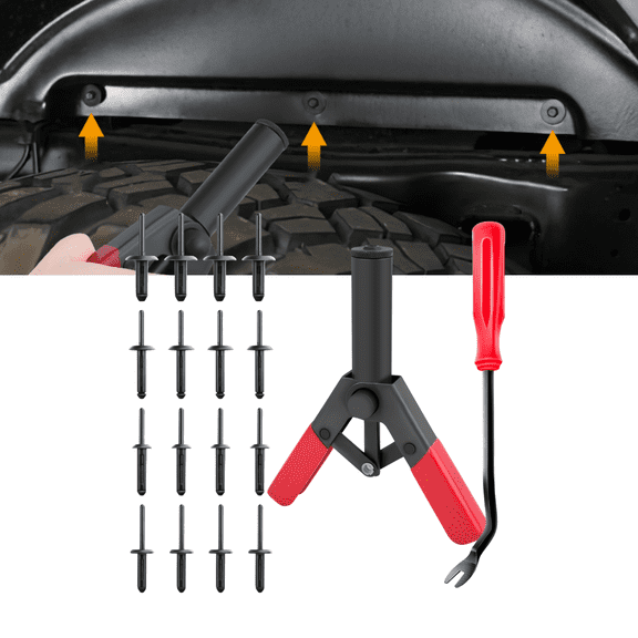 GOOACC 82Pcs Plastic Rivet Tool Kit with Remover for Car Door Panel Fastener Clips - All-in-One Set for Installing and Removing Auto Upholstery with Assorted Nylon Rivets