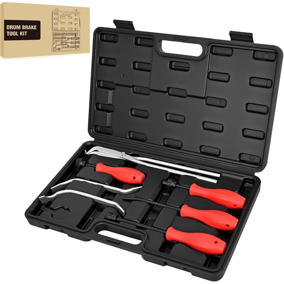 GOOACC 8PCS Drum Brake Tool Kit, Brake Spring Installer Remover Set with Pliers, Retainer and Adjustment Spoons for Automotive Drum Brake Service, Black