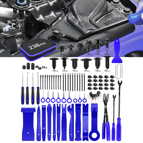 GOOACC Auto Trim Removal Tool Kit - 238 Pcs Set with Push Pin Bumper Retainer Clips, Terminal Remover, Adhesive Cable Clips, Panel Pry Tools & Clip Pliers