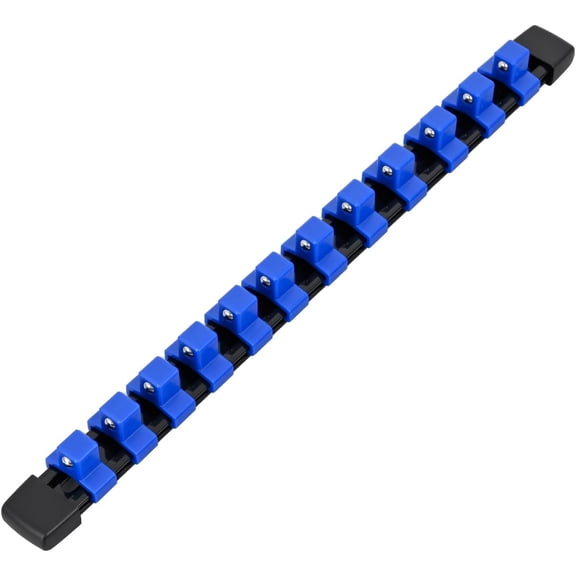 GOOACC Socket Organizer ABS Socket Holder 1/2 Inch Drive Socket Rail Holders Stores up 12 Clips x 1/2" Impact Sockets Organizers Rails for Tool Box Drawer, 1 Piece Blue