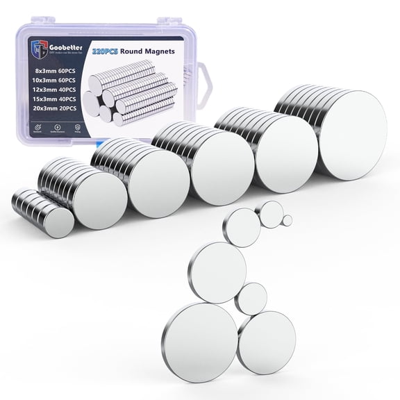 GOOBETTER Small Magnet 220Pcs Round Rare Earth Magnets, Tiny Strong Neodymium Disc Magnets for Whiteboard, Fridge, Office, Hobbies, Crafts and Dry Erase Board(3mm-Set)