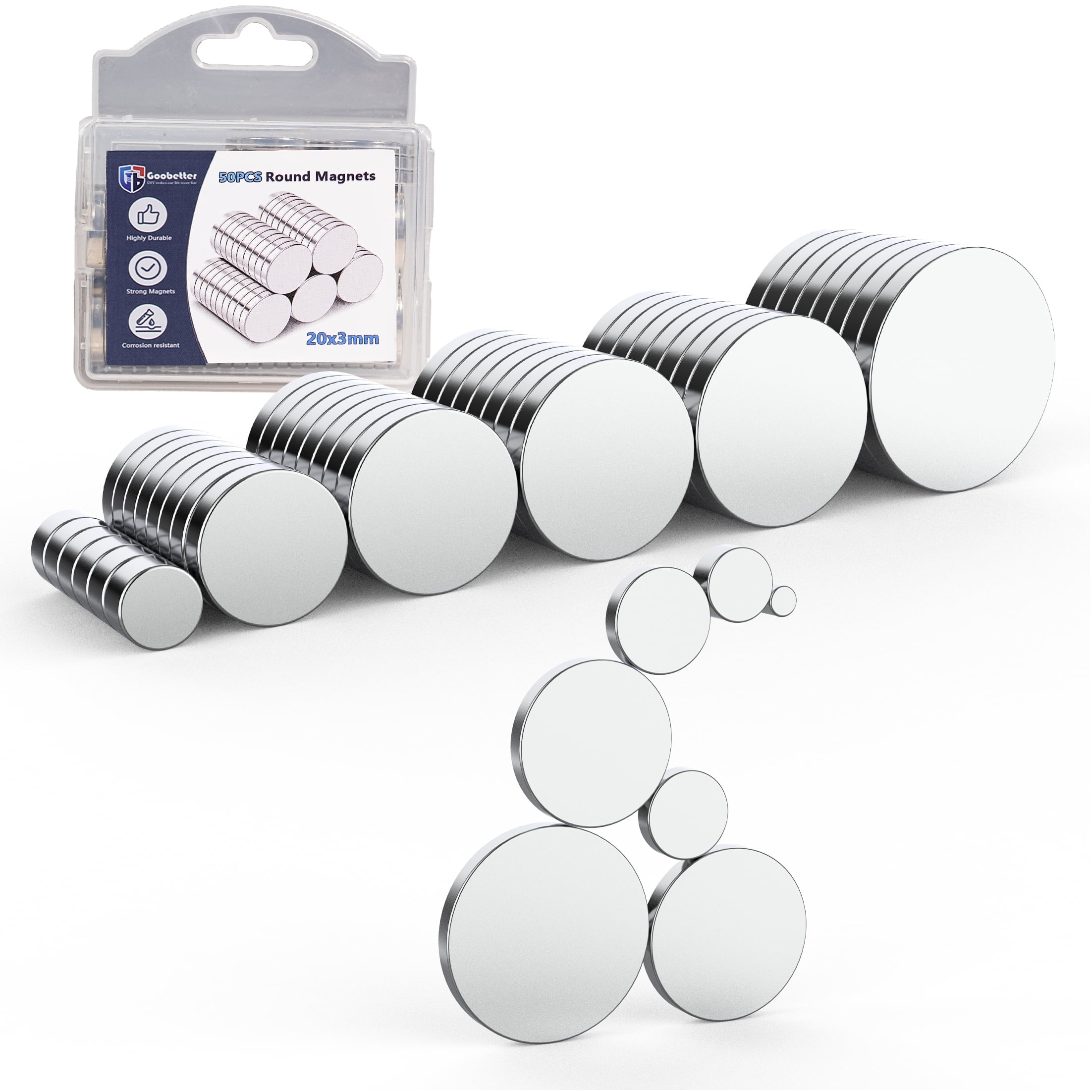 JUNAN Small Round Magnets ,6x3mm Strong Mini Neodymium Magnet For Fridge Office Classroom Magnetic Whiteboard DIY Craft(Pack Of 50