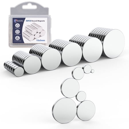 GOOBETTER Small Magnet 60Pcs Round Rare Earth Magnets, Tiny Strong Neodymium Disc Magnets for Whiteboard, Fridge, Office, Hobbies, Crafts and Dry Erase Board(15x3mm)