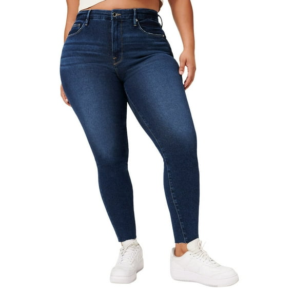GOOD AMERICAN womens Plus Good Legs Raw Hem Blue Jean, 16 PLUS, Blue