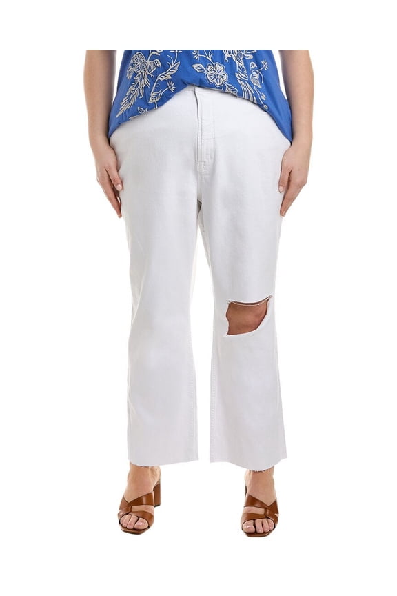 womens  Plus Icon White Crop Jean, 00, White