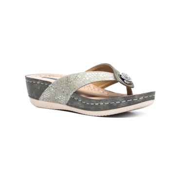 Good Choice Romy Stretch Lycra Wedge Sandals in Brown