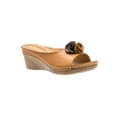 thumbnail image 1 of GOOD CHOICE Womens Brown 1/2" Platform Flower Detail Cushioned Comfort Sydney Round Toe Wedge Slip On Slide Sandals 9, 1 of 4