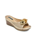 thumbnail image 1 of GOOD CHOICE Womens Gold Cut Out 1/2" Platform Flower Detailing Cushioned Glitter Juliet Round Toe Wedge Slip On Sandals 7 M, 1 of 4