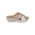 thumbnail image 1 of GOOD CHOICE Womens Silver Mixed Media 1" Platform Cushioned Embellished Perforated Isabella Open Toe Wedge Slip On Sandals Shoes 6.5, 1 of 3
