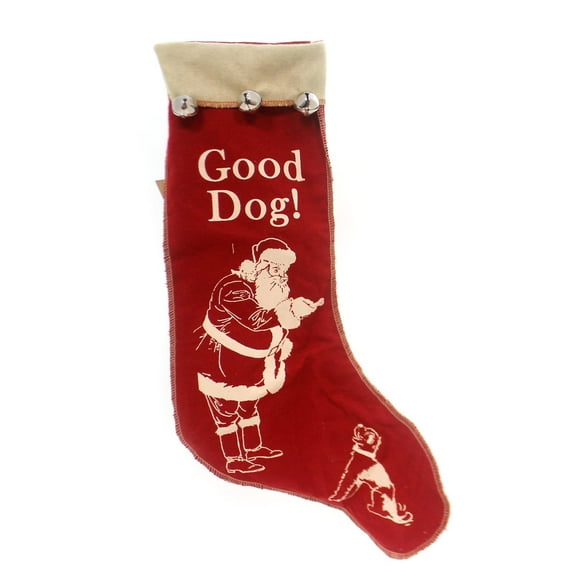 GOOD DOG! Vintage-Look Christmas Pet Stocking, from Primitives by Kathy