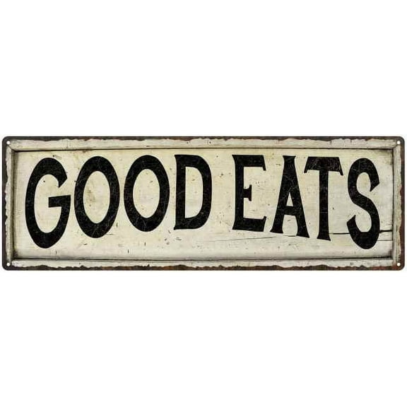 GOOD EATS Farmhouse Style Wood Look Sign Gift 6x18 Metal Decor 106180028182