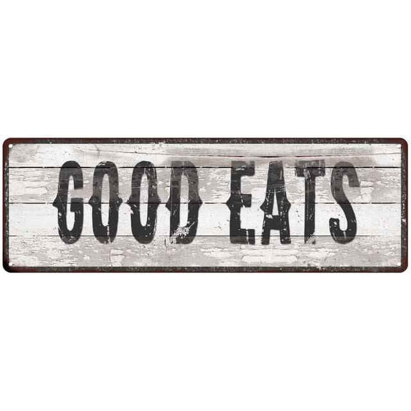 GOOD EATS Ship Lap Look Country Chic 6x18 Metal Sign Wall Decor 206180044072