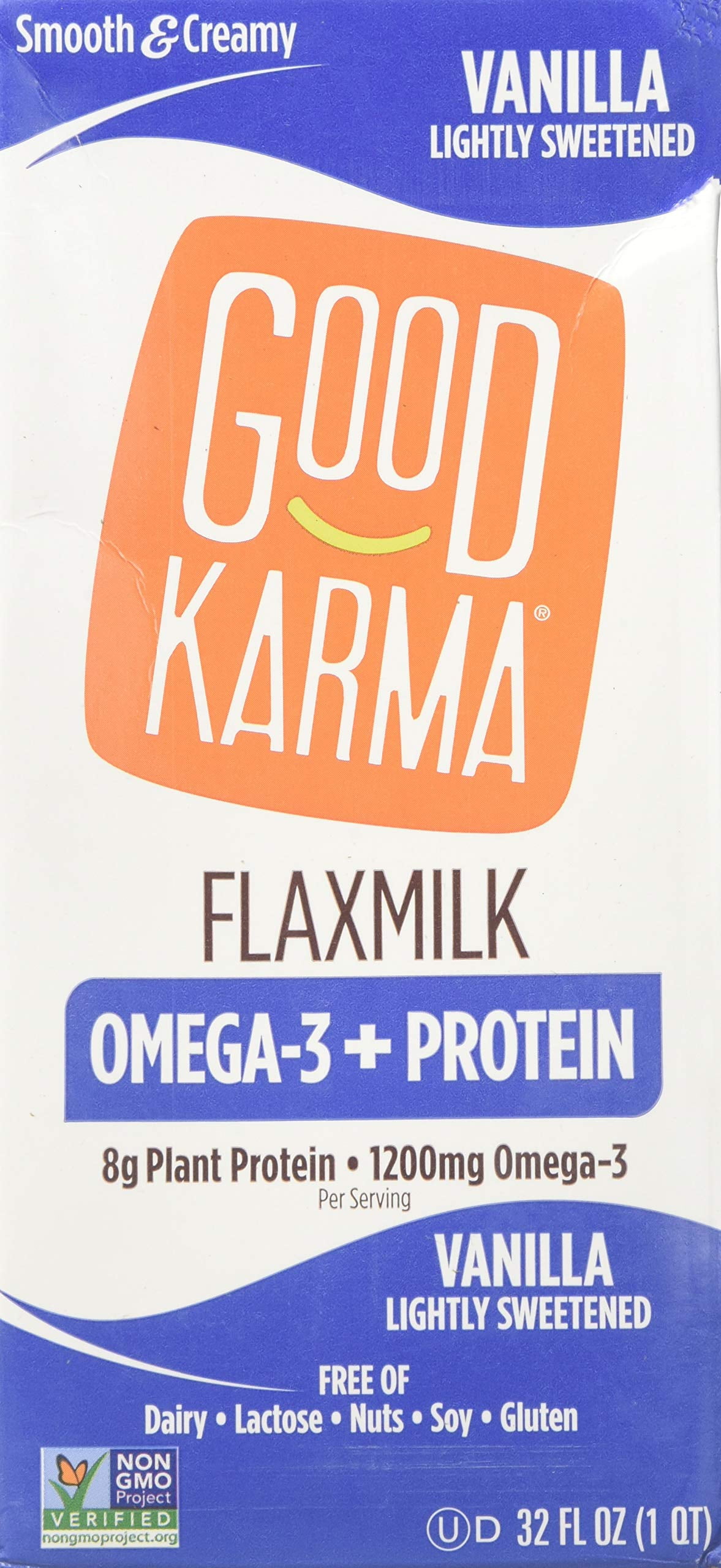 GOOD KARMA, FLAX MILK, PROTEIN, VANILLA, Pack of 6, Size 32 FZ No