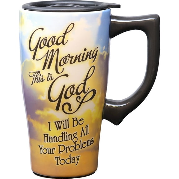 GOOD MORNING 18 OUNCE CERAMIC TRAVEL MUG