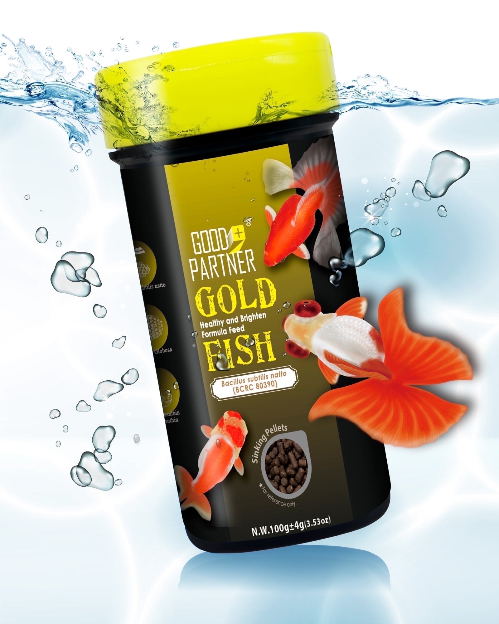 GOOD PARTNER Purify Series for Goldfish Food, Sinking Gold Fish Pellets, All Natural Ingredients, Balanced Composition of Fish Food, Good for Fins Grow and Color Saturation, 3.53 oz (Pack of 1)