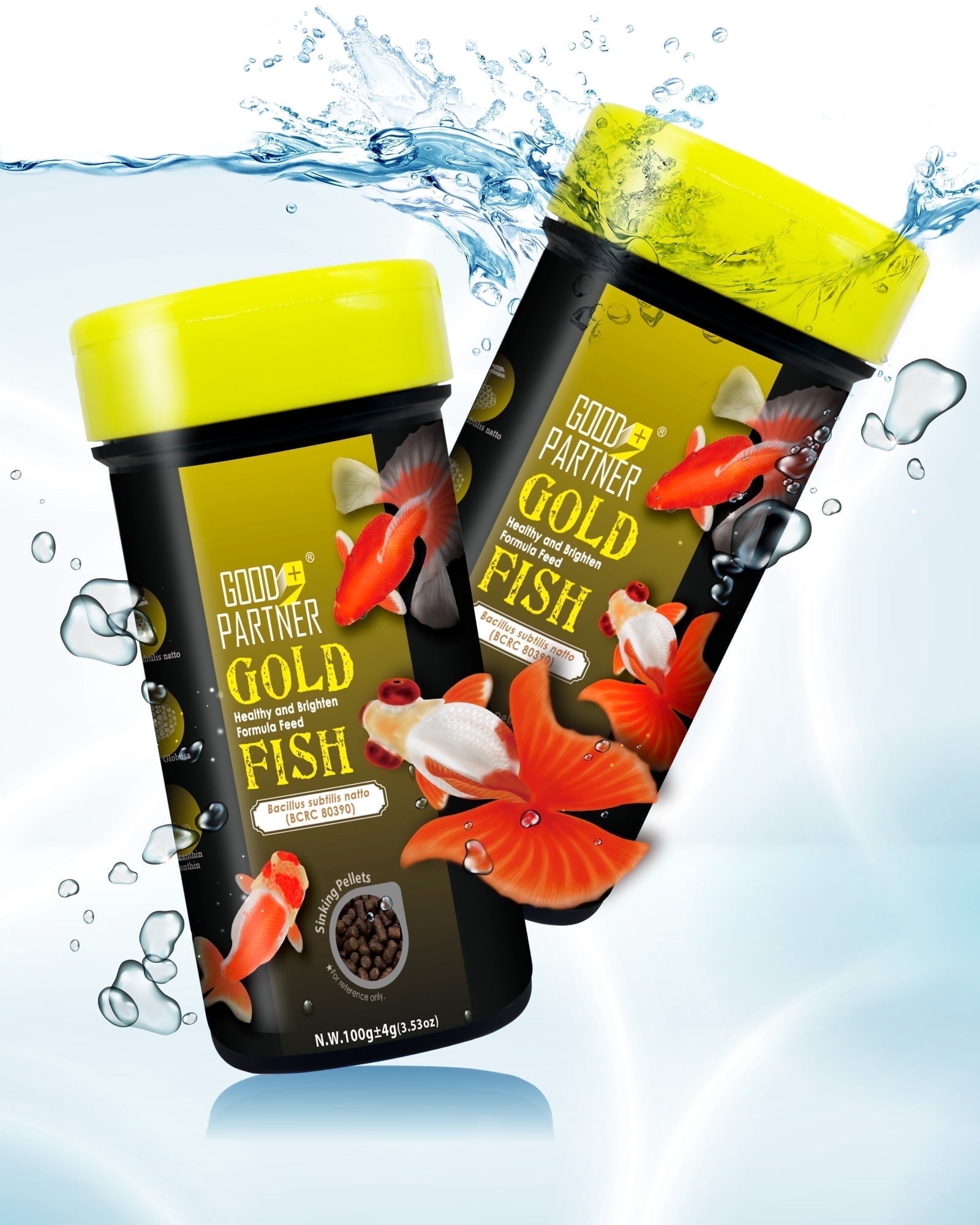 GOOD PARTNER Purify Series for Goldfish Food, Sinking Gold Fish Pellets, All Natural Ingredients, Balanced Composition of Fish Food, Good for Fins Grow and Color Saturation, 3.53 oz (Pack of 2)